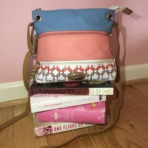 Medium Crossbody Rosetti Purse Pink Blue and White